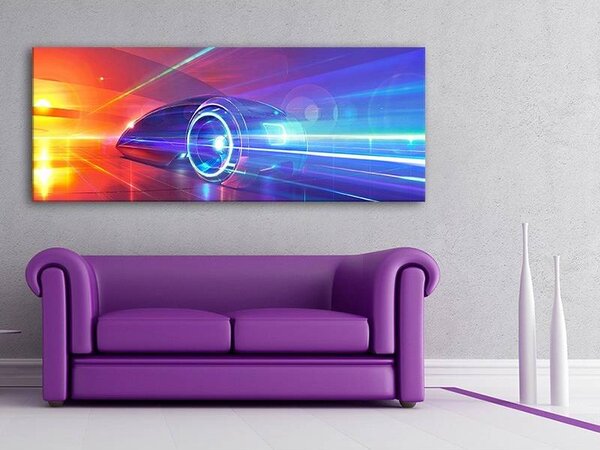 70x40 cm - Neon modern sportautós vászonkép