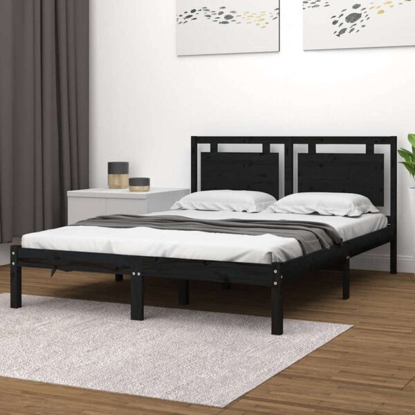 VidaXL Fekete Tömörfa Ágykeret - 200x200 cm