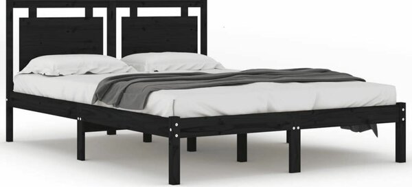 VidaXL Fekete Tömörfa Ágykeret - 200x200 cm