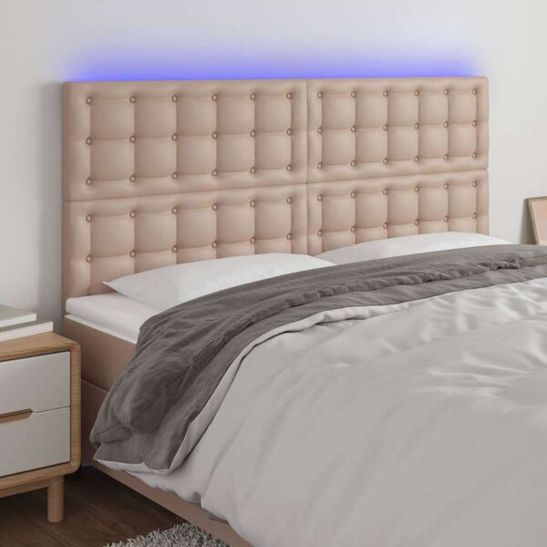 VidaXL LED Ágyfejtámla - Műbőr - 200x128 cm