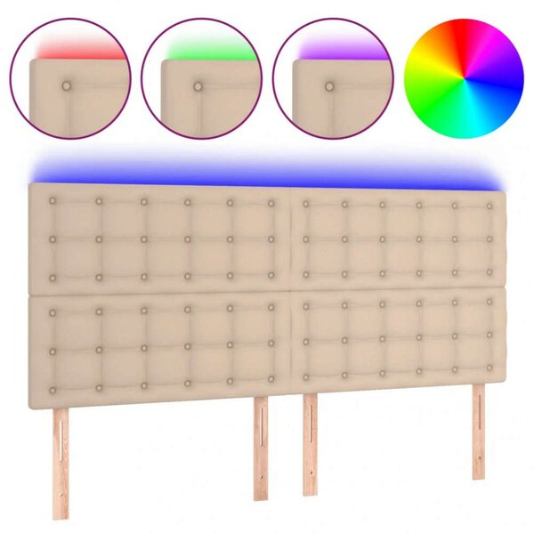 VidaXL LED Ágyfejtámla - Műbőr - 200x128 cm
