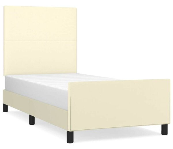 VidaXL krémszínű műbőr ágykeret fejtámlával 100 x 200 cm