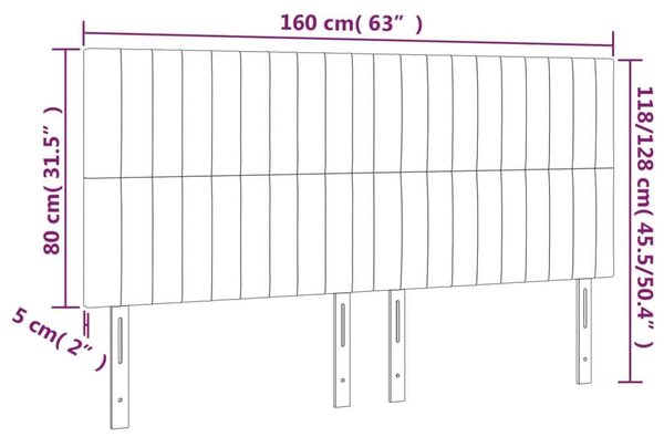 LED-es Bársony Fejtámla - Sötétszürke - 160cm