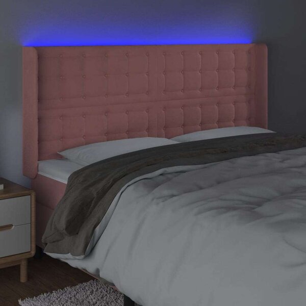VidaXL rózsaszín bársony LED-es fejtámla 163x16x118/128 cm