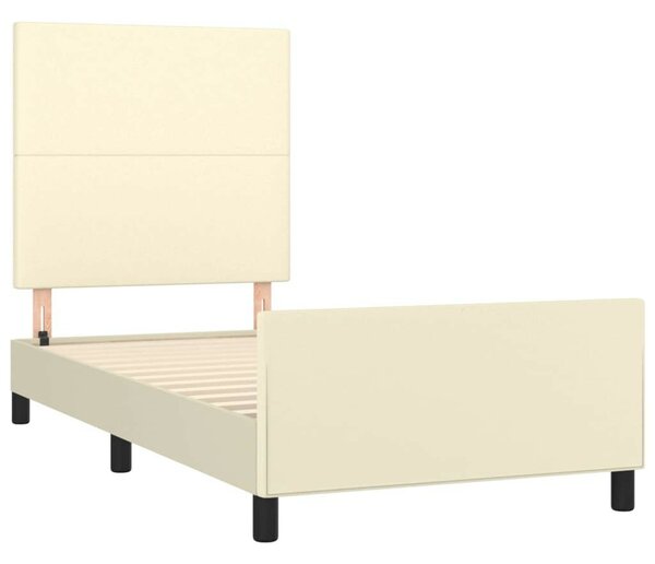 VidaXL krémszínű műbőr ágykeret fejtámlával 100 x 200 cm