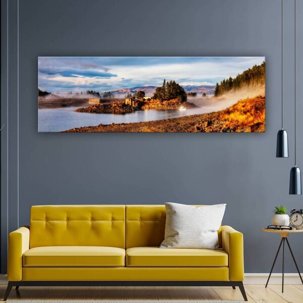 70x40 cm - Reggeli ködös táj vászonkép
