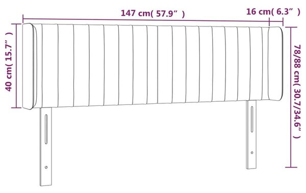 VidaXL fekete szövet LED-es fejtámla 147 x 16 x 78/88 cm