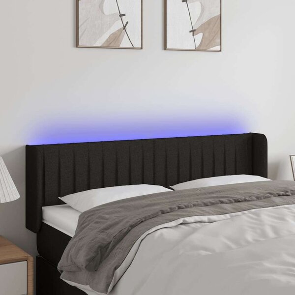 VidaXL fekete szövet LED-es fejtámla 147 x 16 x 78/88 cm