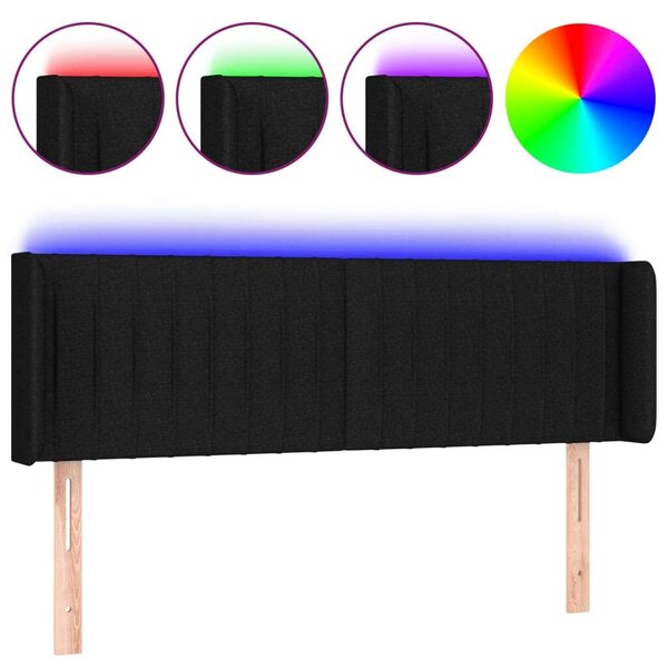 VidaXL fekete szövet LED-es fejtámla 147 x 16 x 78/88 cm