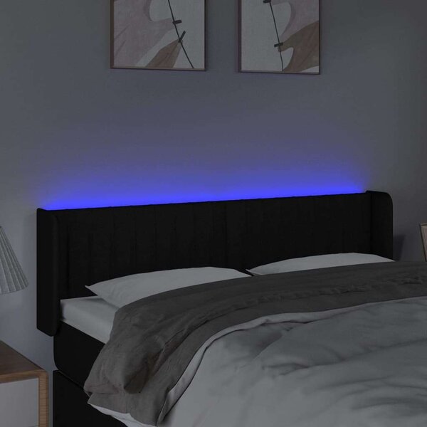VidaXL fekete szövet LED-es fejtámla 147 x 16 x 78/88 cm