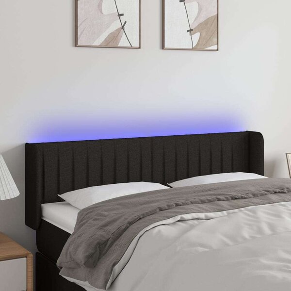 VidaXL fekete szövet LED-es fejtámla 147 x 16 x 78/88 cm