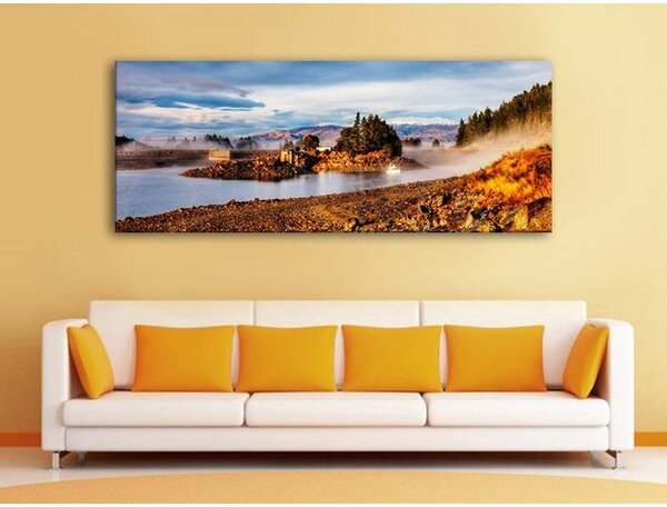 70x40 cm - Reggeli ködös táj vászonkép