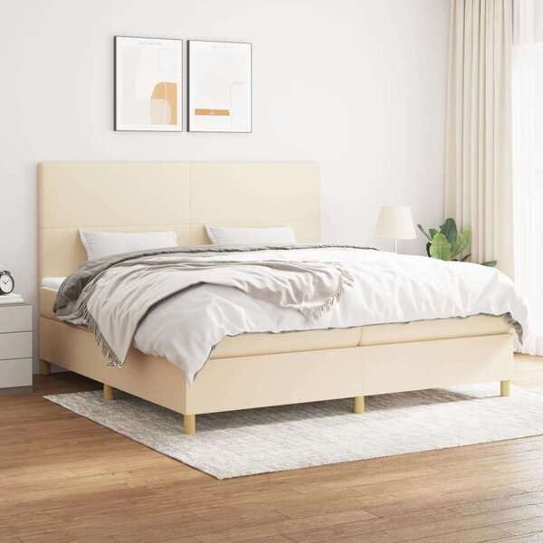 VidaXL krémszínű szövet rugós ágy matraccal 200 x 200 cm