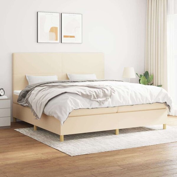 VidaXL krémszínű szövet rugós ágy matraccal 200 x 200 cm