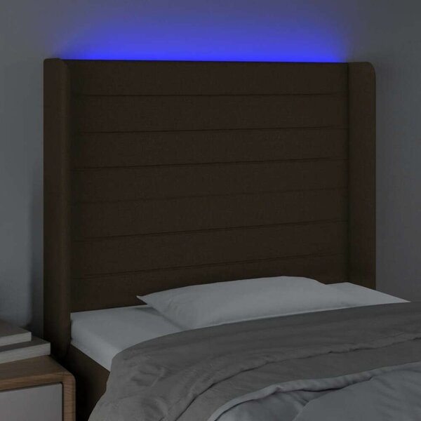 VidaXL LED Ágyfejtámla - Sötétbarna - 83x16x118/128cm