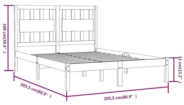 VidaXL Fehér Fenyőfa Ágykeret - 200x200 cm
