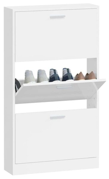 VidaXL Cipőszekrény - 3 Fiókos - Fehér - 59x17x108 cm