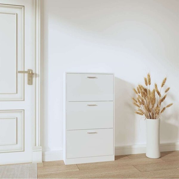 VidaXL Cipőszekrény - 3 Fiókos - Fehér - 59x17x108 cm