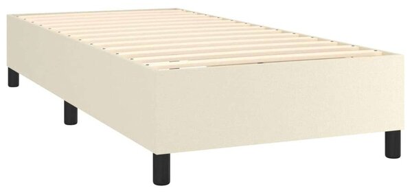 VidaXL krémszínű műbőr rugós ágy matraccal 90 x 200 cm