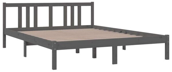 VidaXL szürke tömör fa ágykeret 150x200 cm (5FT King Size)