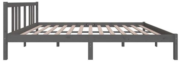 VidaXL szürke tömör fa ágykeret 150x200 cm (5FT King Size)