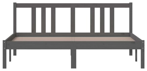 VidaXL szürke tömör fa ágykeret 150x200 cm (5FT King Size)