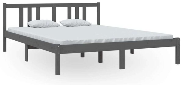VidaXL szürke tömör fa ágykeret 150x200 cm (5FT King Size)