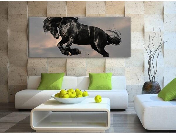 70x40 cm - Fekete ló vászonkép