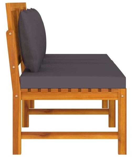VidaXL tömör akácfa kanapé szürke párnákkal 200 x 60 x 75 cm