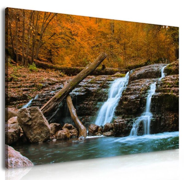 70x40 cm - Erdei vízesés vászonkép