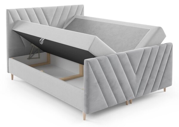 Wilsondo BENO PLUS kárpitozott boxspring franciaágy - bézs Méret: 140x200