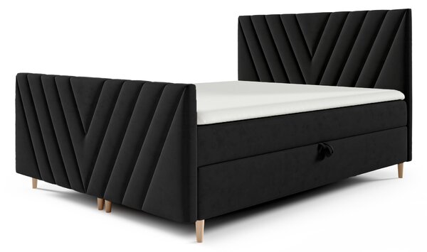 Wilsondo BENO PLUS kárpitozott boxspring franciaágy - fekete Méret: 160x200