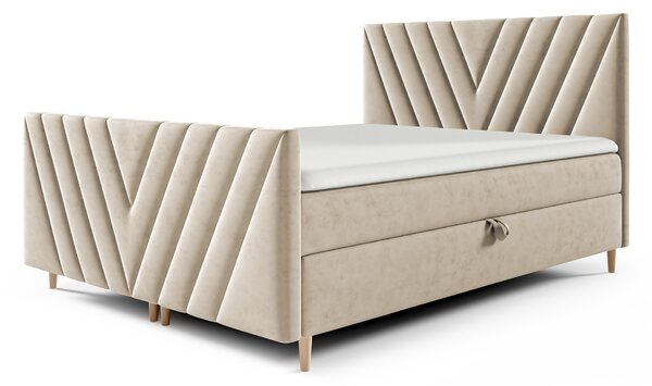 Wilsondo BENO PLUS kárpitozott boxspring franciaágy - bézs Méret: 140x200