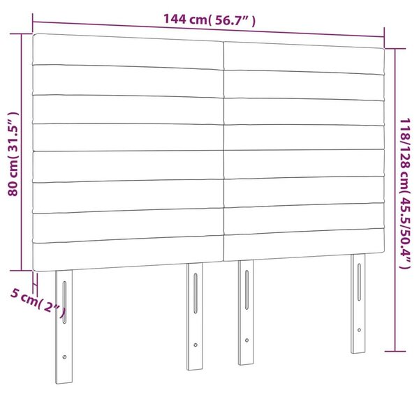 VidaXL rózsaszín bársony LED-es fejtámla 144x5x118/128 cm