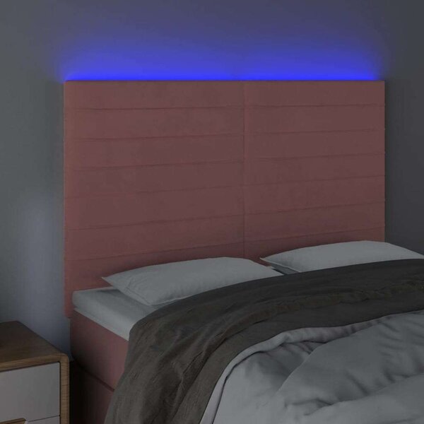 VidaXL rózsaszín bársony LED-es fejtámla 144x5x118/128 cm