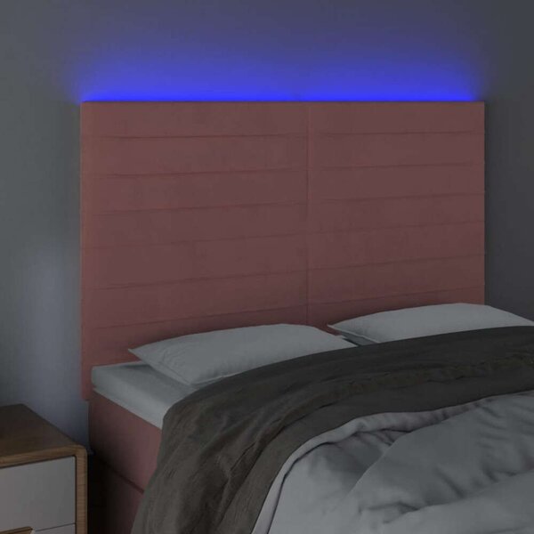 VidaXL rózsaszín bársony LED-es fejtámla 144x5x118/128 cm