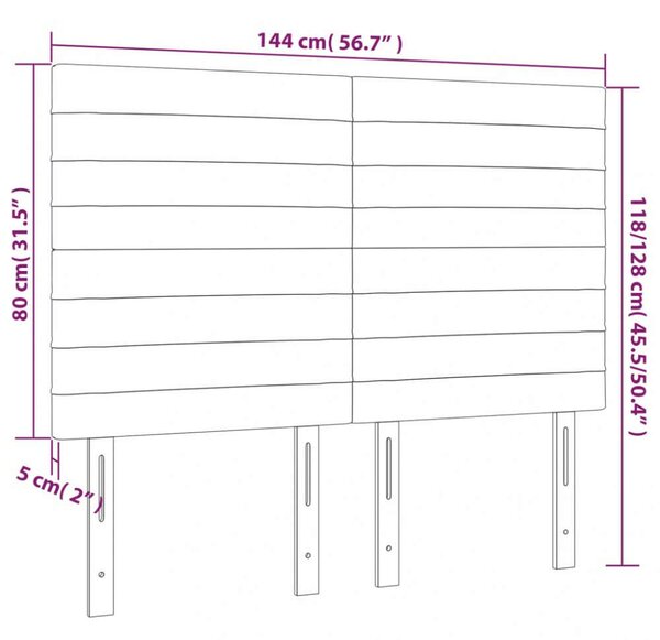 VidaXL rózsaszín bársony LED-es fejtámla 144x5x118/128 cm