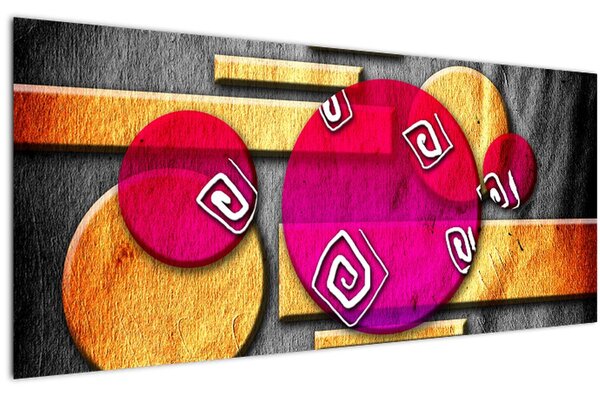 Absztrakt kép történelmi szimbólumokkal (120x50 cm)
