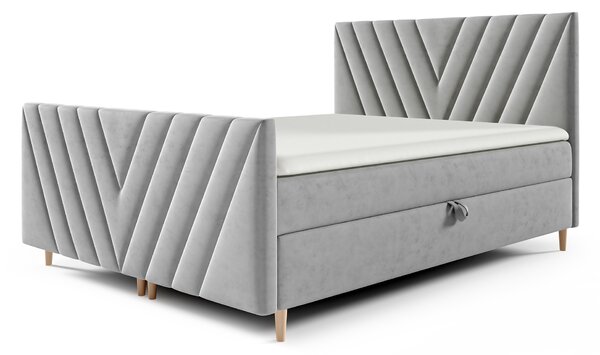 Wilsondo BENO PLUS kárpitozott boxspring franciaágy - szürke Méret: 160x200
