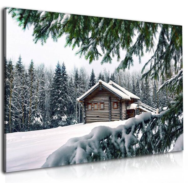 70x40 cm - Erdei ház vászonkép