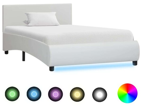VidaXL fehér LED-es műbőr ágykeret 90 x 200 cm