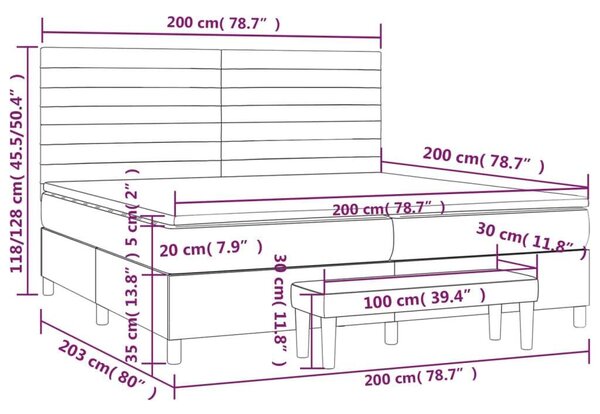VidaXL sötétszürke szövet rugós ágy matraccal 200 x 200 cm