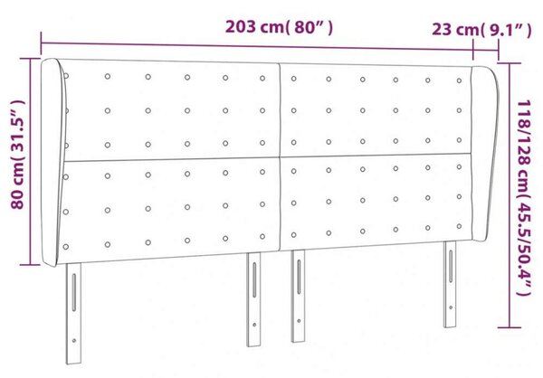VidaXL Fejtámla - Szövet - Krémszín - 203cm