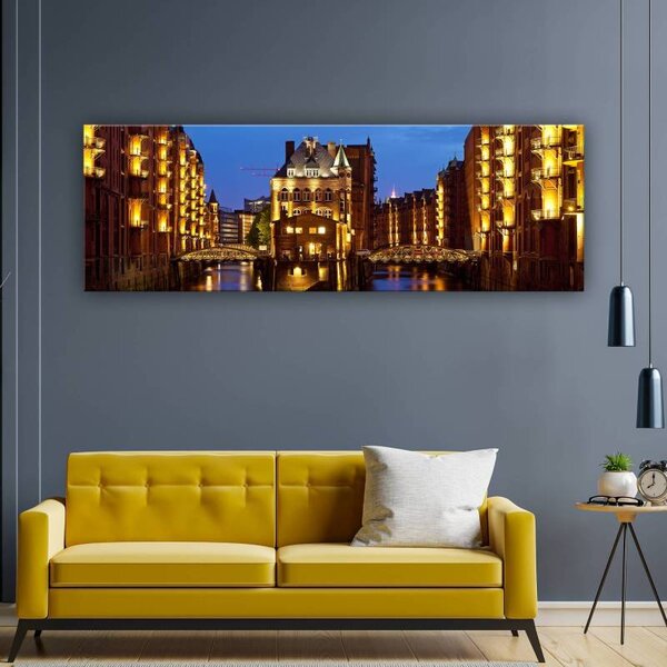 70x40 cm - Épületek Hamburgban vászonkép