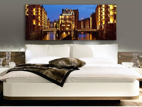 70x40 cm - Épületek Hamburgban vászonkép
