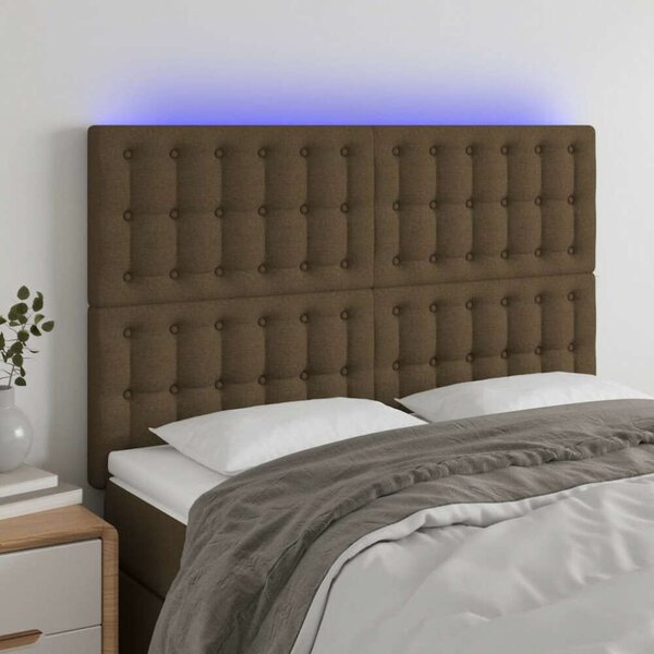 VidaXL sötétbarna szövet LED-es fejtámla 144x5x118/128 cm