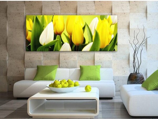 70x40 cm - Játékos színes tulipánok vászonkép