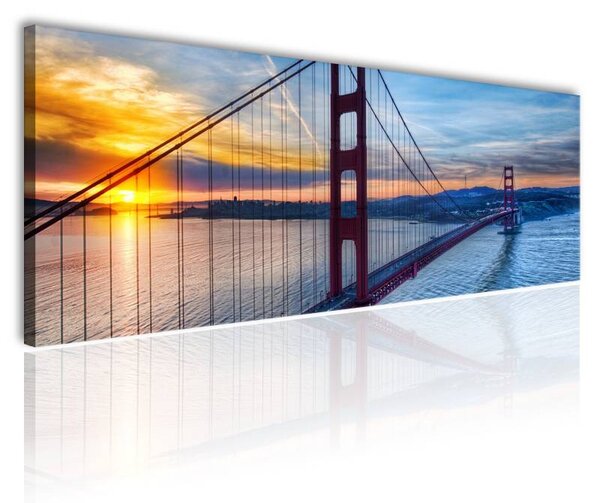 70x40 cm - Naplemente és a Golden Gate híd vászonkép
