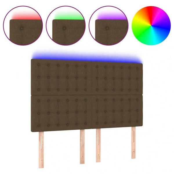VidaXL sötétbarna szövet LED-es fejtámla 144x5x118/128 cm