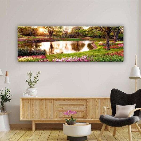 70x40 cm - Tavaszi kert virágok vászonkép